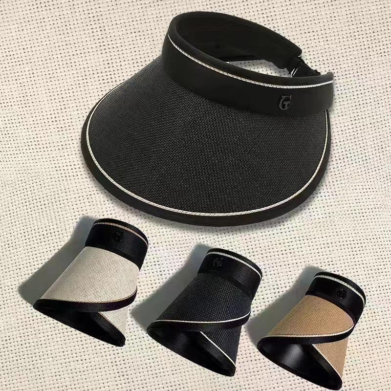 Foldable Lafite Sun Protection Hat Bicycle Face Covering Straw Hat Big Brim Sun Protection Tanning Glue Empty Top Hat