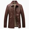 Herren Lederjacke mit dickem Samt und modischem warmem Kragen Lederjacke