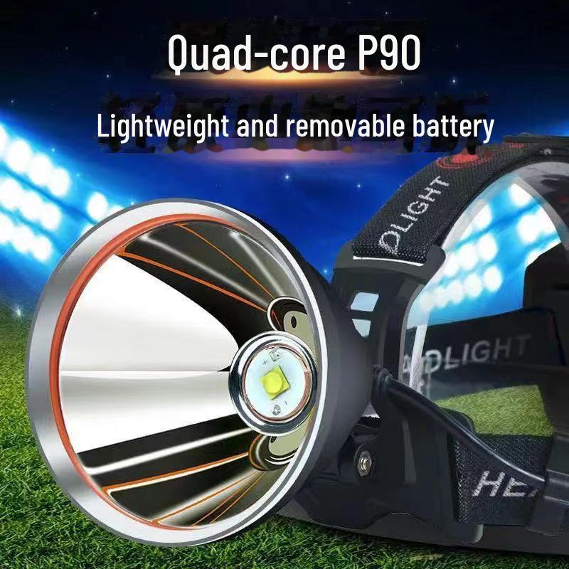 LED High-Power Rechargeable Headlamp: Outdoor, White/Yellow Light, USB Electric Display, for Night Fishing and Mining