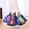 Ancient Style Dragon Boat Festival Mugwort Sachet with Copper Coin Embroidery - Mosquito Repellent Triangle Zongzi Pouch.