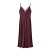 2025 Autumn European & American Style Women's Patchwork Lace V-Neck Open Back Spaghetti Strap Dress