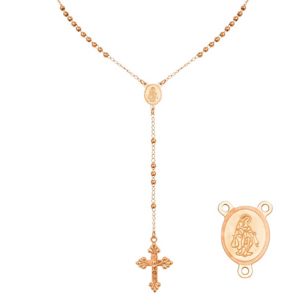 Rosary Beads Cross Necklace for Women, Stainless Steel  Crucifix Virgin Mary Y Shape Necklaces Jewelry