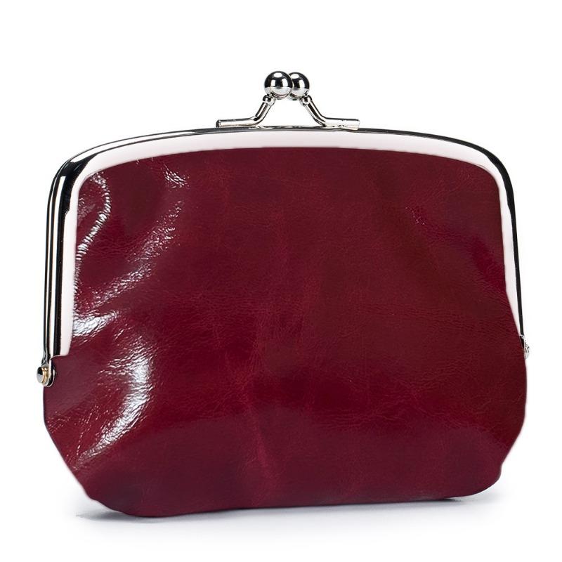 

New leather retro change bag women s fashion versatile double clip storage bag mini gold clip bag large capacity