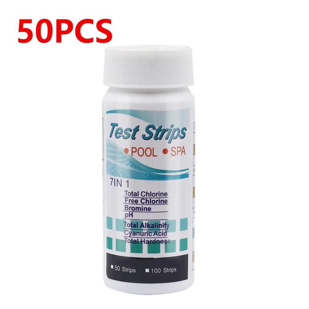 

50/100 шт. Тест-полоски для аквариума 7 в 1 Наборы для тестирования воды с пробиркой Пресноводная Морская вода Домашний тест-инструмент для карбонатной жесткости, pH