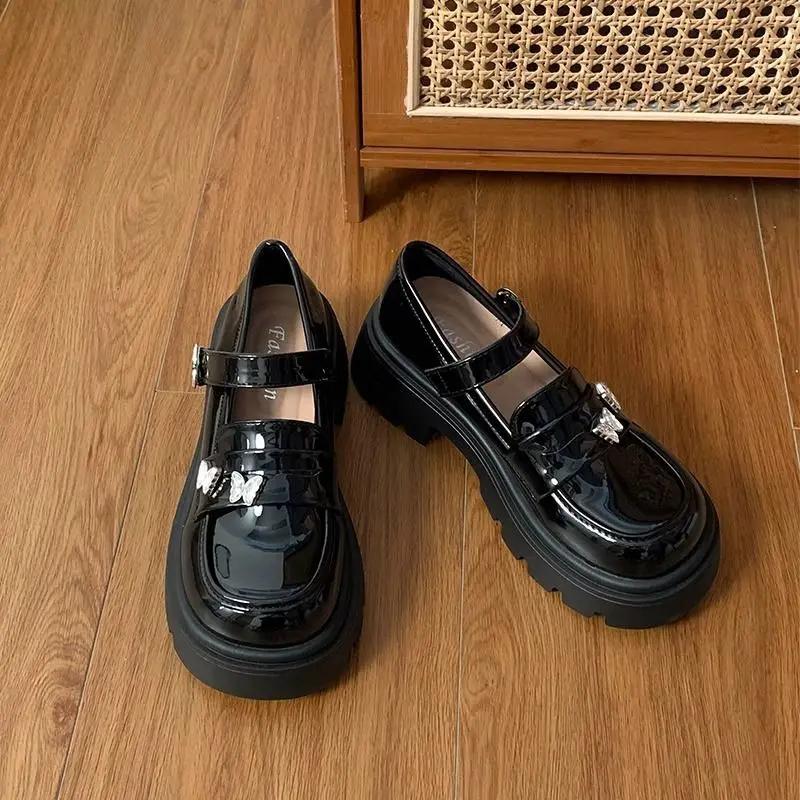 Fashion Ladies Pumps Round Toe Loafers Women's Shoes Platform with Medium Heels Casual Shoe Non Slip Summer 2025 Chic and Elegant Trend
