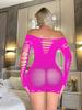 Long Sleeve Hip Wrap Skirt Sex Underwear Mesh Sexy Pajamas Backless Tights