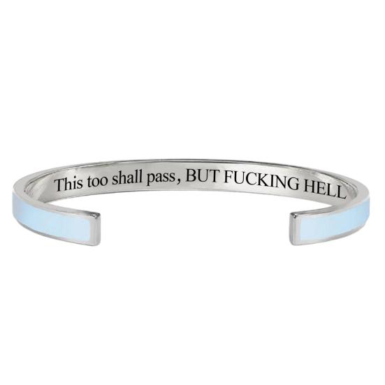 This Too Shall Pass Mantra Cuff Bracelet Adjustable Engraved Motivational Bangle синий