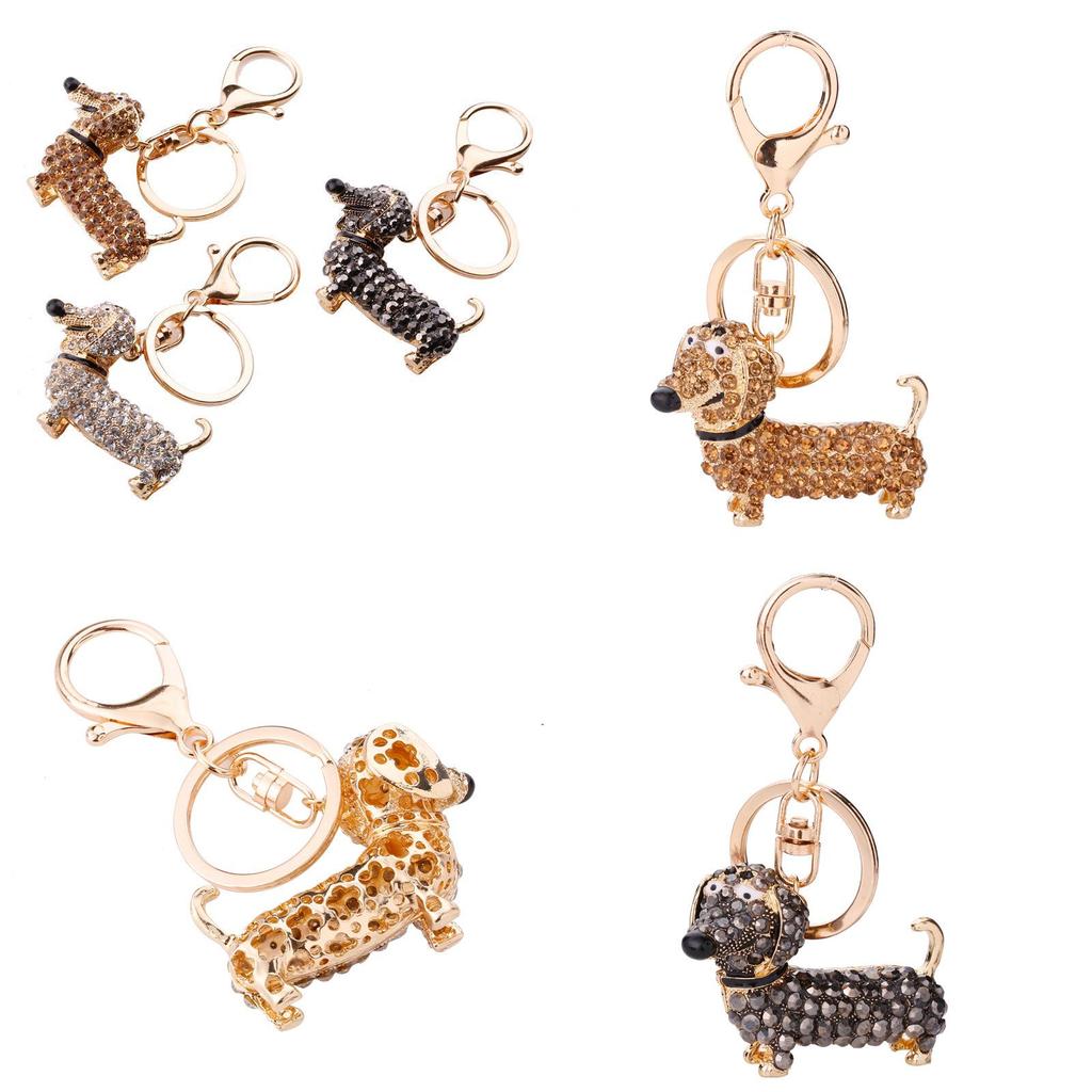 Elegant Rhinestone Dachshund Dog Key Chain Versatile Accessory For Everyday Use