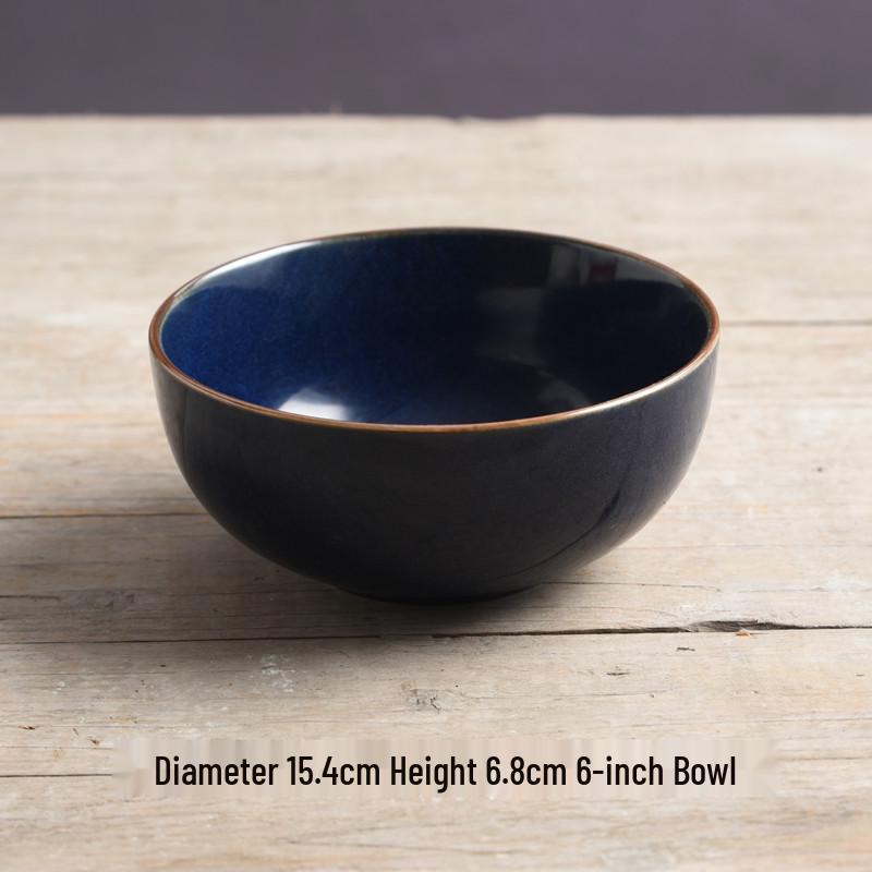 Yijia Retro Ceramic Underglaze Color Bowl: Perfect for Noodles, Congee, Rice, Soup, and Salad.