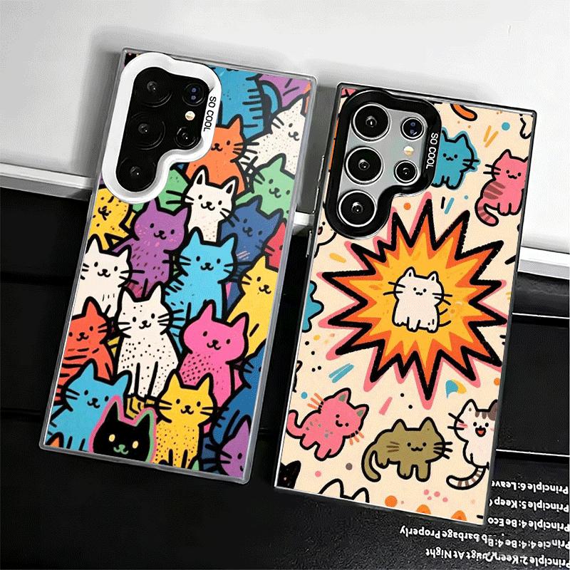 Cartoon Cute Cats Theme Shockproof Phone Case for Samsung Galaxy S26 Edge S25 Ultra S24 FE S23 Plus S21 Cover Anti Fall Fundas