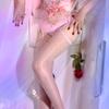 Shiny Stockings with Open Crotch, Sexy Lace Garter Belt, Mood Full-Length Over-the-Knee Black Stockings for Women