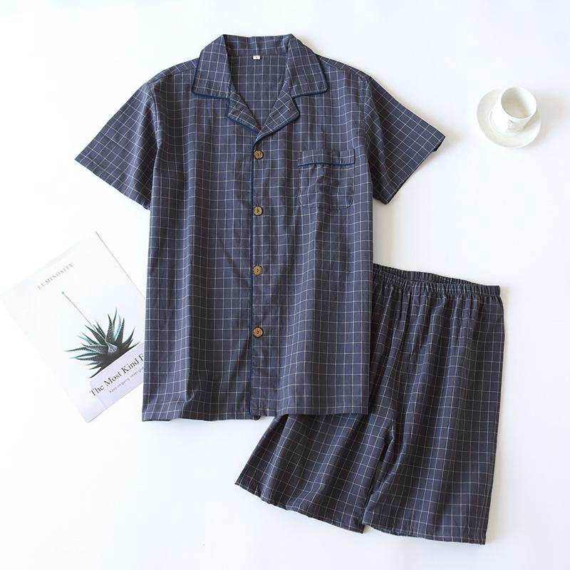 Set Pigiama Estivo per Coppia: Completo da donna a quadri in cotone a maniche corte con pantaloncini, Pigiama casual taglie forti da uomo