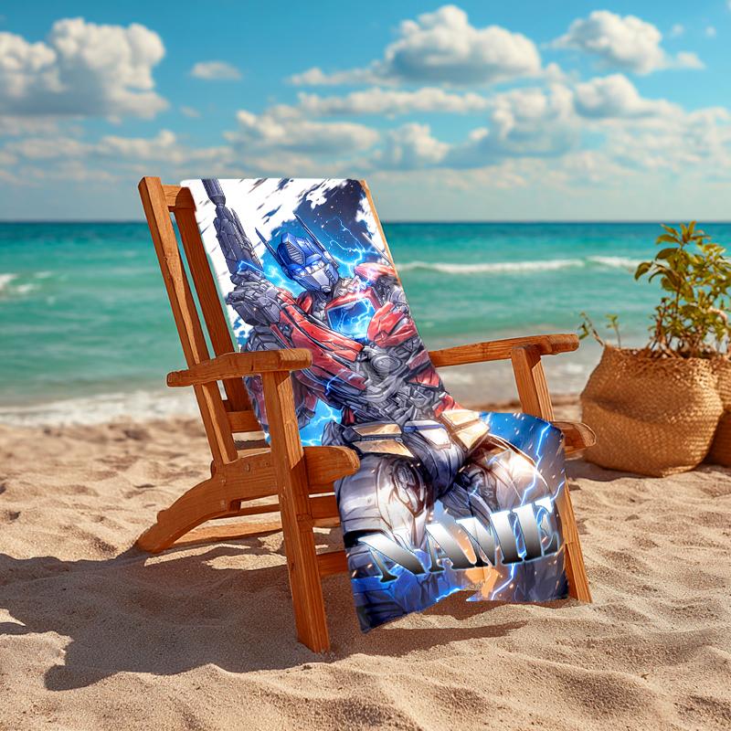 Personalized customized proof beach towel with Optimus Prime pattern - soft, absorbent,quick-drying,perfect swimming,camping&bathing