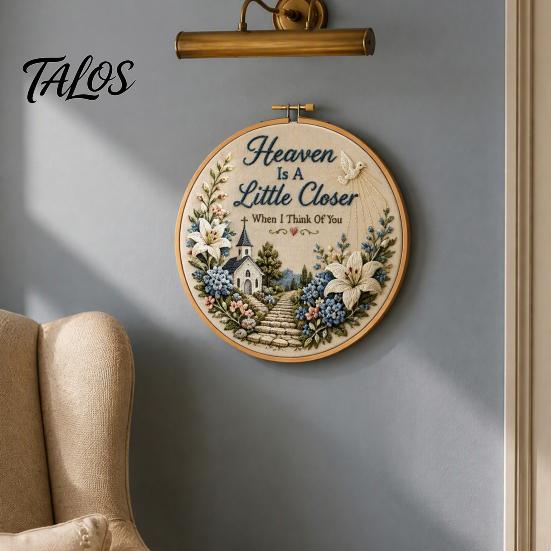 Custom Embroidery Hobby Memorial Kit for Beginners, Pre-Stamped Pattern Starter Needlepoint with Hoop, Threads, Needles Home Decor Gift Set
