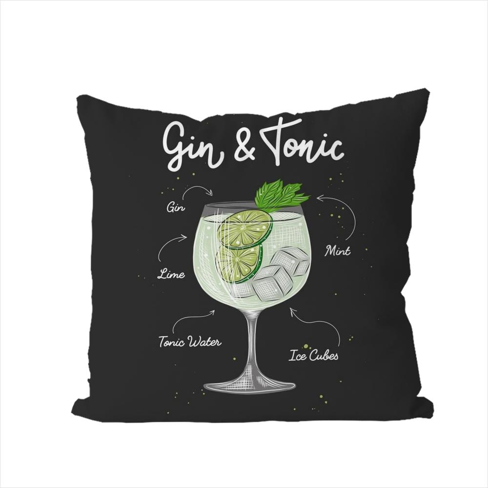 Gin Tonic Cocktail Malerei Kissenbezug Für Auto Sofa Dekorative Wohnkultur Doppelseitiger Druck Plüsch Quadratisch Wurfkissen Kissenhülle