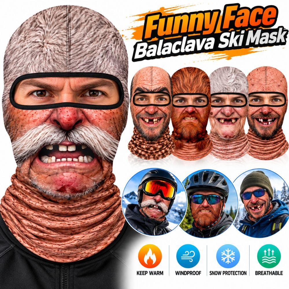 Balaklava z drukiem twarzy starego człowieka Maska na twarz Śmieszna maska narciarska Outdoor/Kolarstwo/Żarty/Impreza