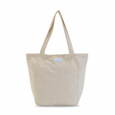 Taška tote s přední designovou kapsou, lehká a béžová [Barcos Blue], odolná, nylonová, unisex,
