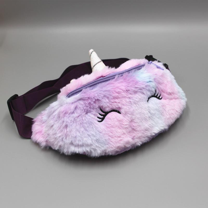 Kids Unicorn Plush Crossbody Bag - Cute Winter Cartoon Fanny Pack for Girls
