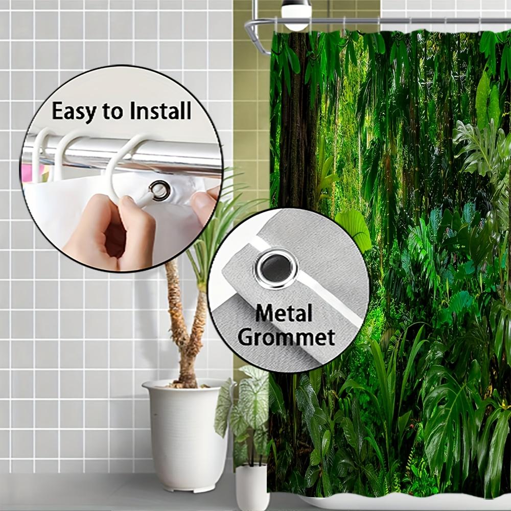 Lush Tropical Jungle Bath Curtain - Vibrant Greenery & Exotic Plants,Waterproof Home Decor Adds Nature'S Beauty To Your Bathroom