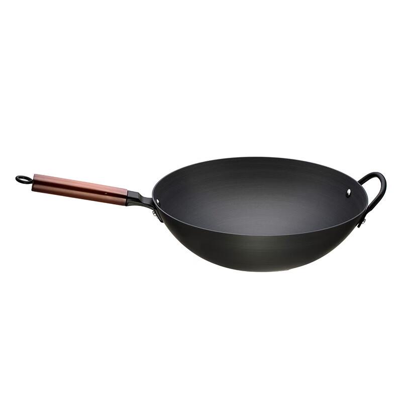 San Jiaolong 36cm Wok z Twardo Anodowanego Aluminium z Pokrywką