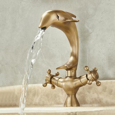Grifo de Baño Antiguo Alto Torneiras Grifo de Lavabo Grifo de Fregadero Grifo Delfín Negro Grifos de Lavabo Grifo Mezclador Frío Caliente Grifo