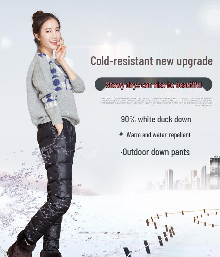 Women's Thickened High Waist Slimming Down Pants - Winter Warm Cotton with 90% White Duck Down, Plus Size Available