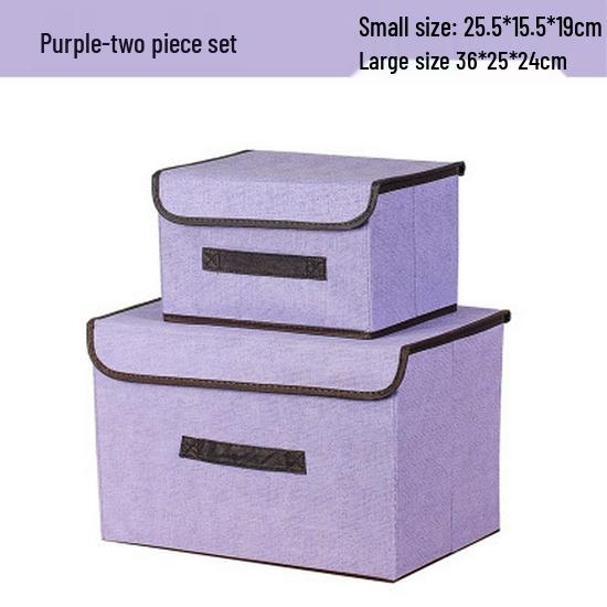Foldable Dustproof Linen-Style Storage Box with Lid for Clothes and Sundries