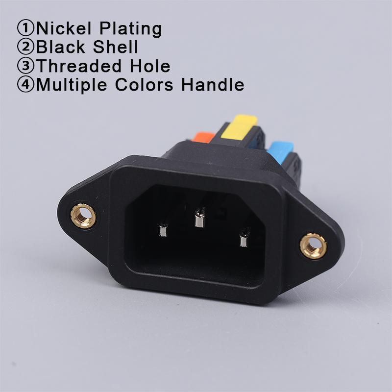NEW IEC C14 3 Pin Socket Quick Connect Press Charging Power Supply Socket 3 Core Male Socket 250V 10A Easy Install Connect