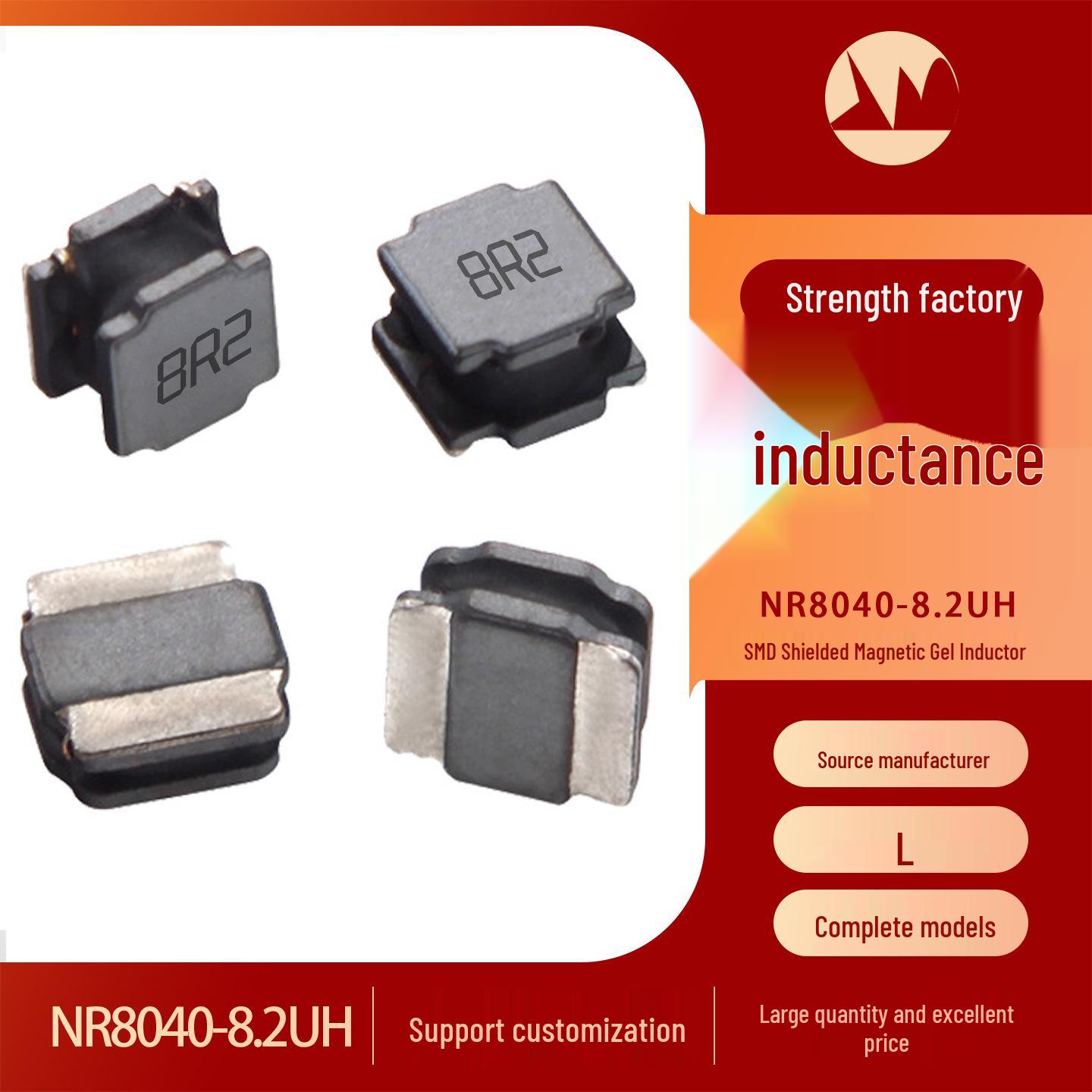 

Shielded SMD Power Inductor NR8040 8.2µH, 8R2 Screen Print, 8x8x4mm, Magnetic Glue