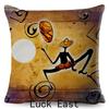 Retro African Cushion Cover Abstract Human Figure Design Warm Tone Soft Polyester Bedroom Decor Throw Pillow Case