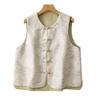 High-End Zen Style Women's Chinese Vest - Autumn Lightweight, Plus Size, Frog Button Design