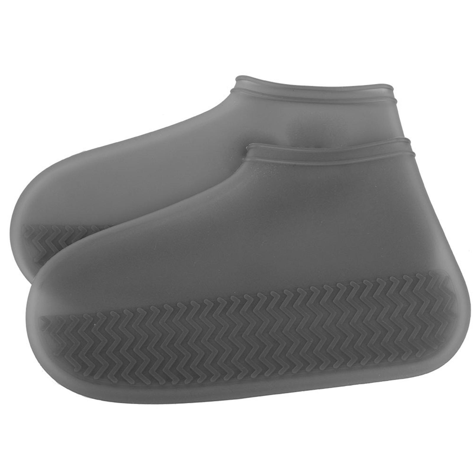 Silicone Waterproof Shoe Cover Outdoor Rainproof Hiking Skid Proof Shoe Covers (Black)