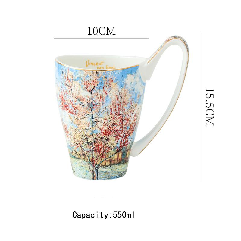 550ml Bone China Porcelain Cups with Large Handle for Tea Cocoa or Hot Chocolate Christmas Mugs birthday Gifts for Women Friends