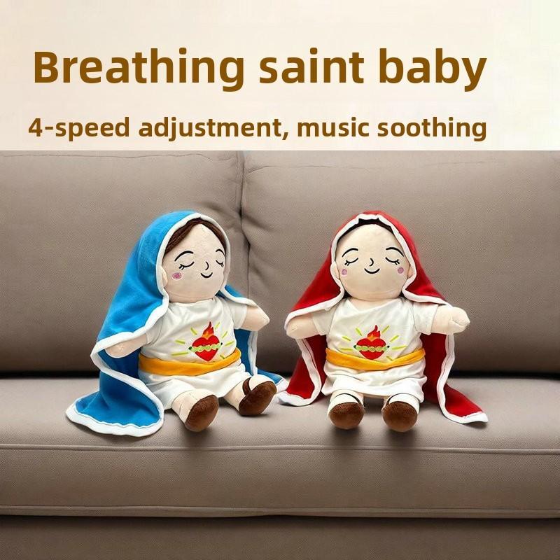 Niedliche Mädchen-Stoffpuppe mit Atmungs- und Musikfunktion für Kinder, Baby, Weiches Kissen, Geschenk