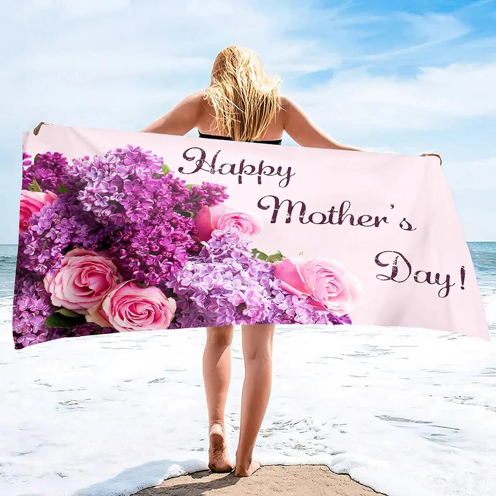 Happy Mother's Day Beach Towel Quick Dry Sand Free Bath Towel For Women Gift Microfiber Swimming Cover Lightweight Face Towels