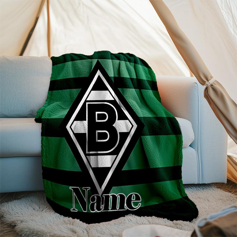 Personalized Custom Name Blanket - Borussia Mönchengladbach Print Design,Blanket for Sofa,Bed,Travel,Camping - Soft and Warm, Great Gift