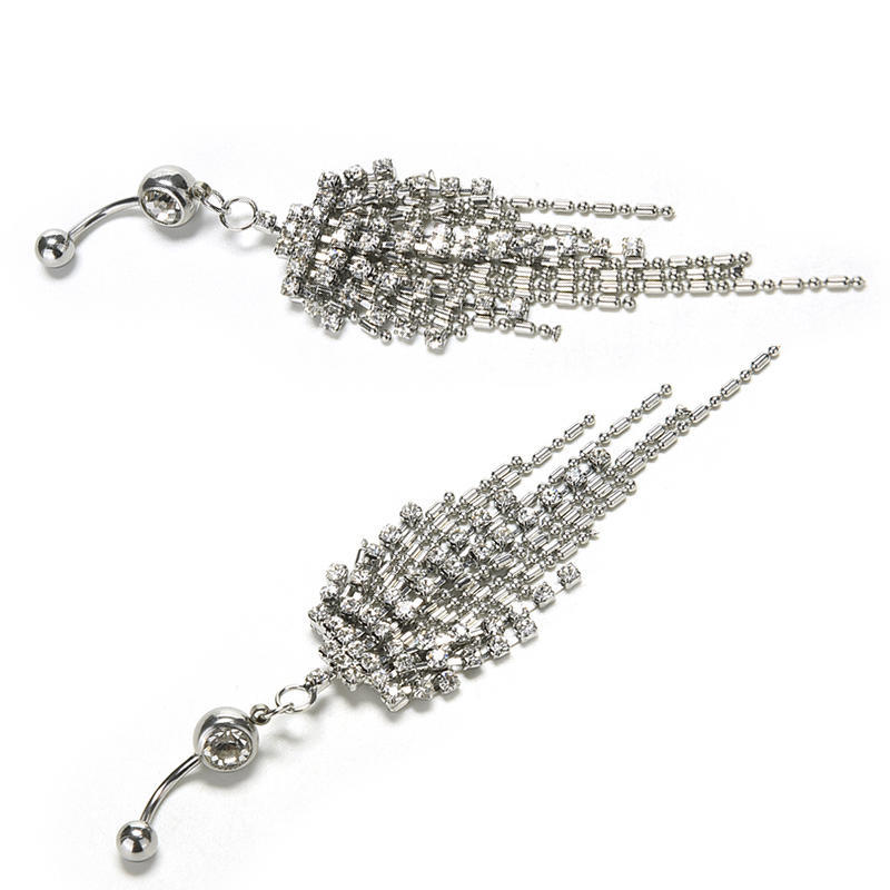 Tassel Navel Dangle Button Belly Ring Bar Body Piercing Jewelry