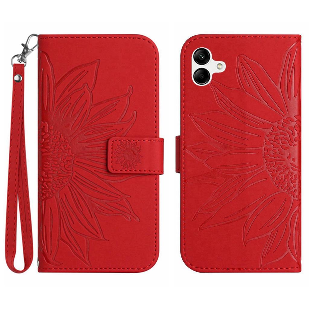 HT04 For Samsung Galaxy A06 4G Case Sunflower Leather Wallet Phone Cover with Wrist Strap