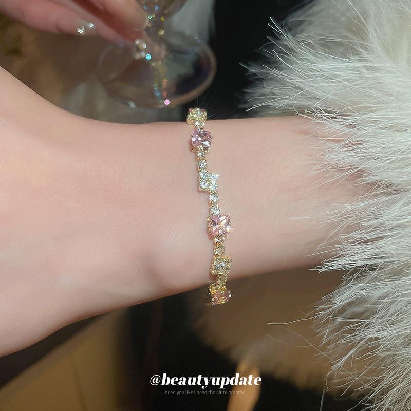 Zircon Square Claw Diamond Bracelet Light Luxury Niche Temperament Sweet Bracelet Korean Fashion High-end Sense Versatile Jewelry