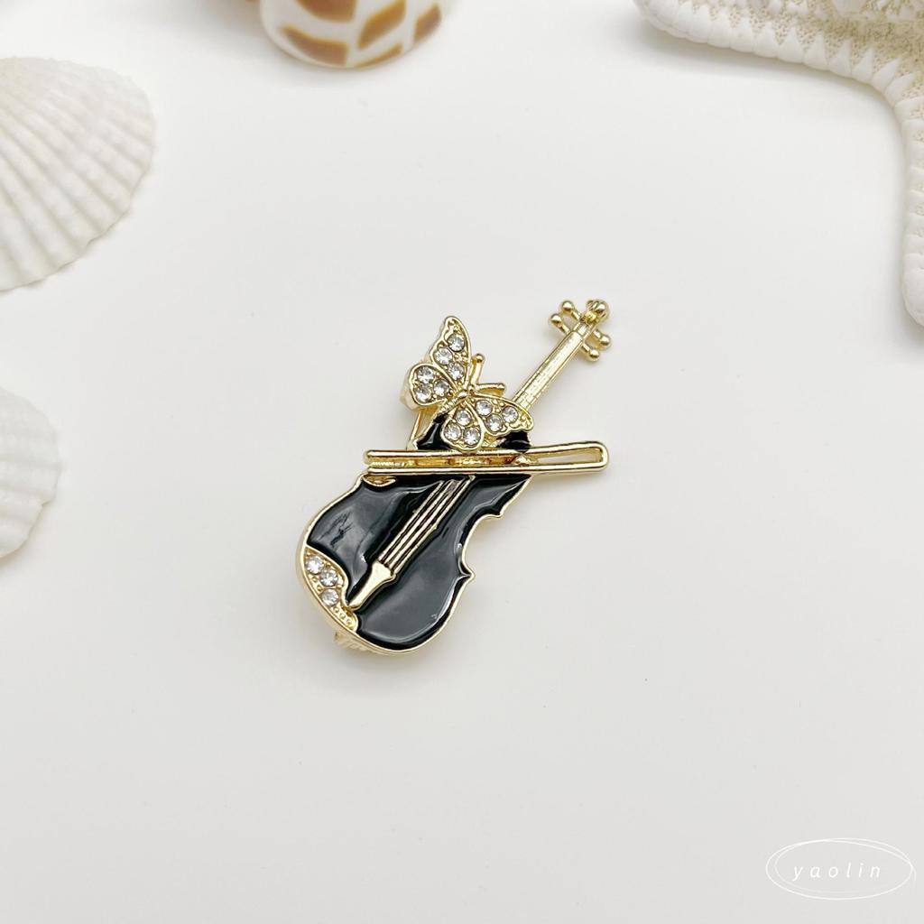 Elegante Grüne Geigenbrosche: Modischer, Kreativer Hemd-Pin Schmuck