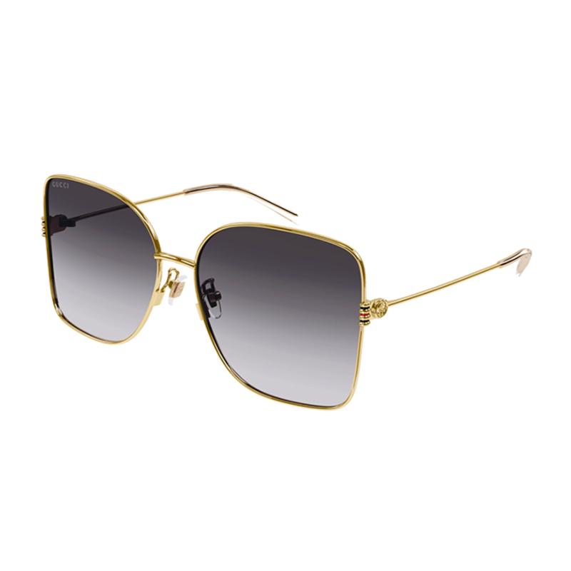 Gucci Lightweight Grey Lenses Alloy Frames Irregular Sunglasses Women's Gold