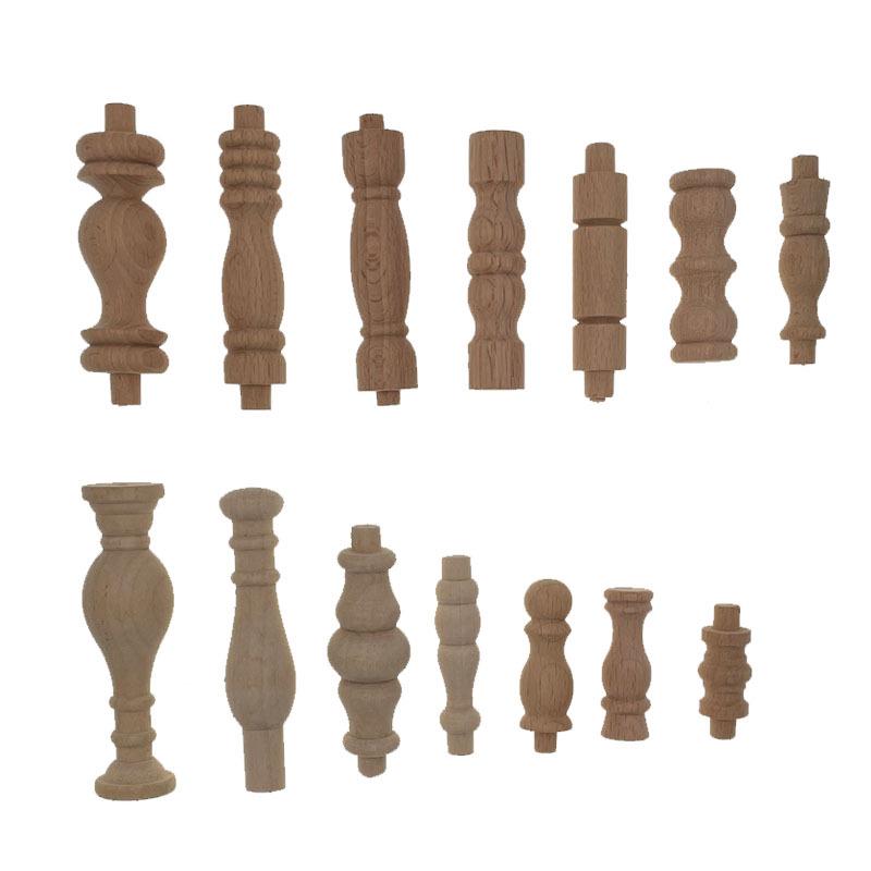 Red Oak and Beech Wood Carved Roman Column Caps and Gourd Decorations