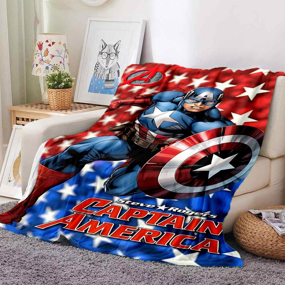1 stuks Captain America Deken Lichtgewicht Flanellen Plaid Voor Bank, Bed, Reizen, Kamperen, Woonkamer, Kantoor, Bank, Stoel, En Bed