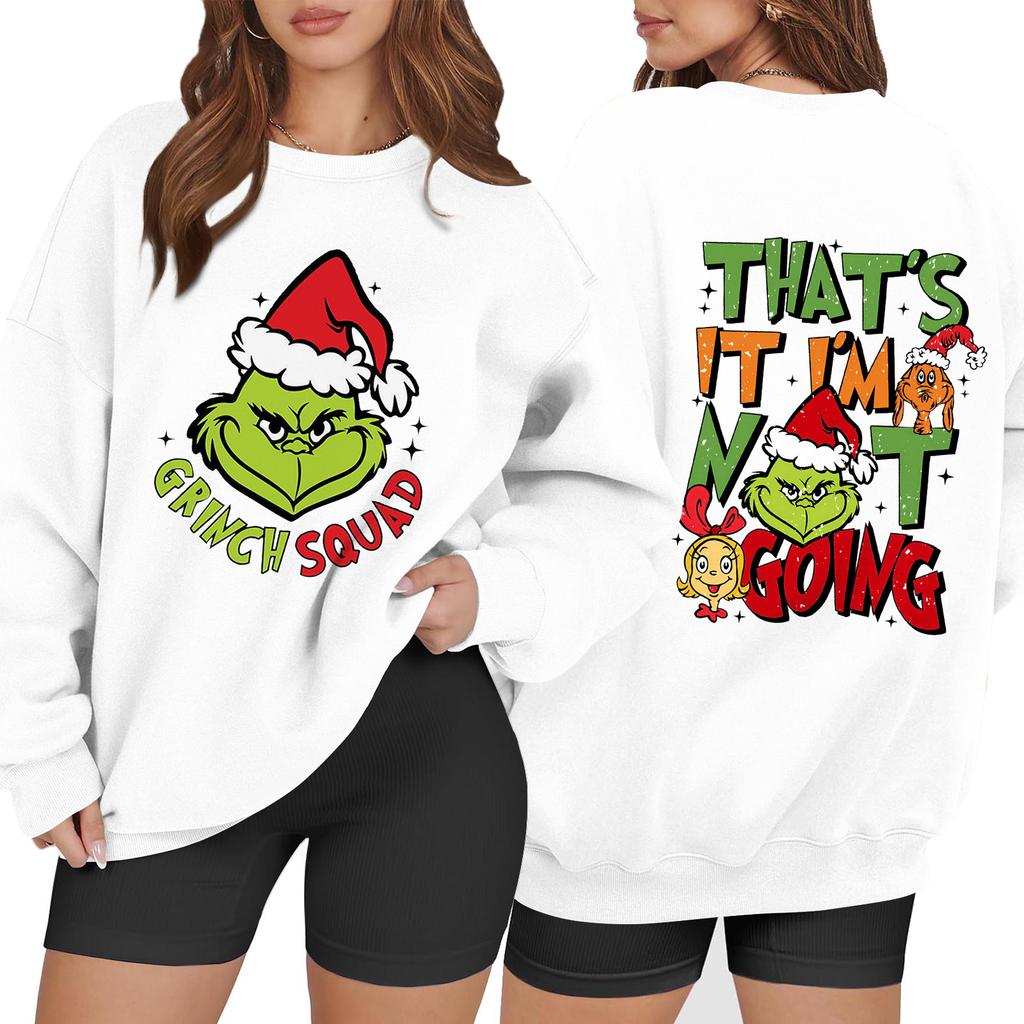 Women's Fashion Long Sleeve Print Round Neck Loose Pullover Sweater Top