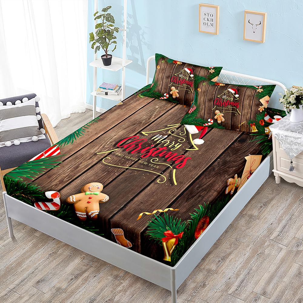 Christmas Three-Piece Mattress Digital Printing Mattress Cover Mattress Protective Cover