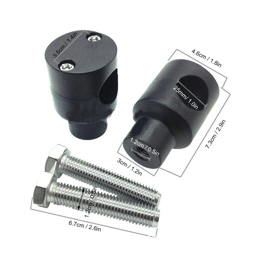Round Riser, 2 Replacement Handlebar Clamps, Fits Most Motorcycle Handlebars with Diameter 25mm/1" (Black 25)