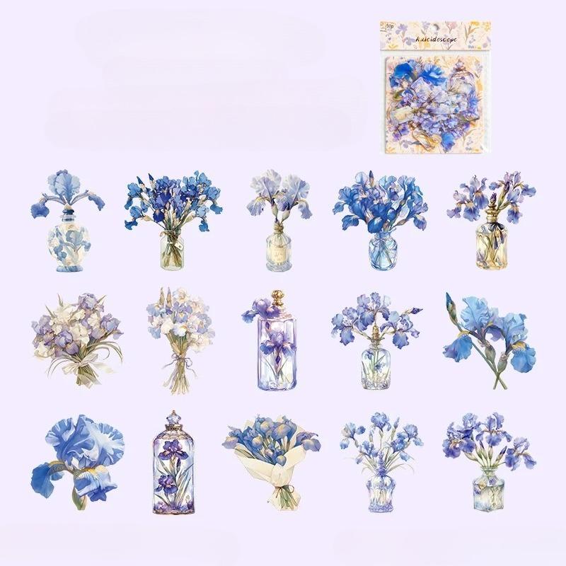 15pcs Floral Patterns Kawaii Creative Plant Stickers Pack Hand Tent DIY Stick Labels Scrapbooking Material Junk Journal Supplies