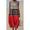 European and American New Summer Flower Ocean Printing European Size Round Neck Sleeveless Long Dress Creative Loose Dress