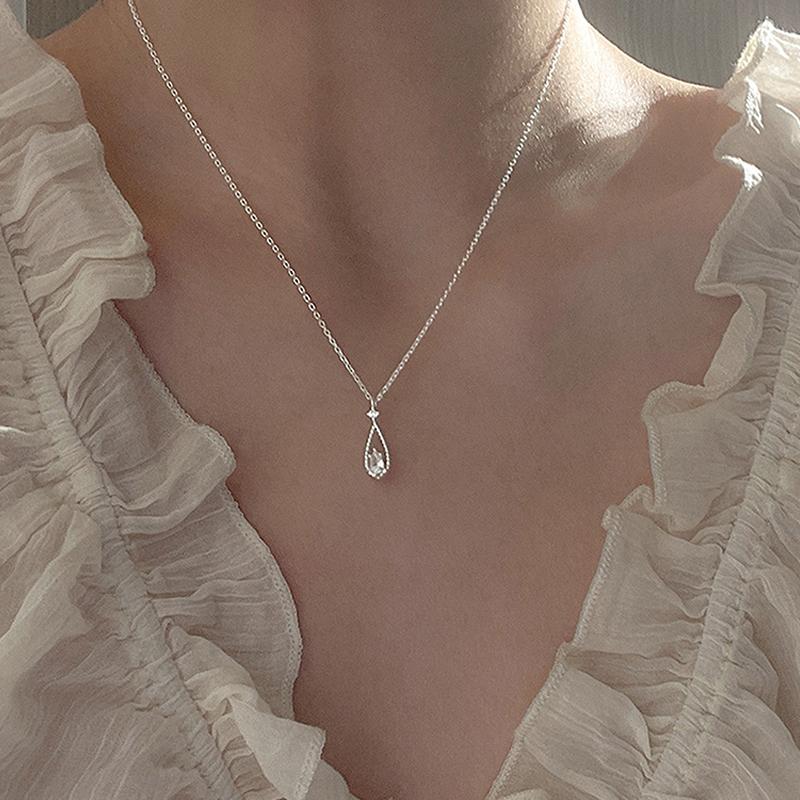 

Simple Alloy Water Droplets Pendant Necklace For Woman Jewelry Gifts серебряный