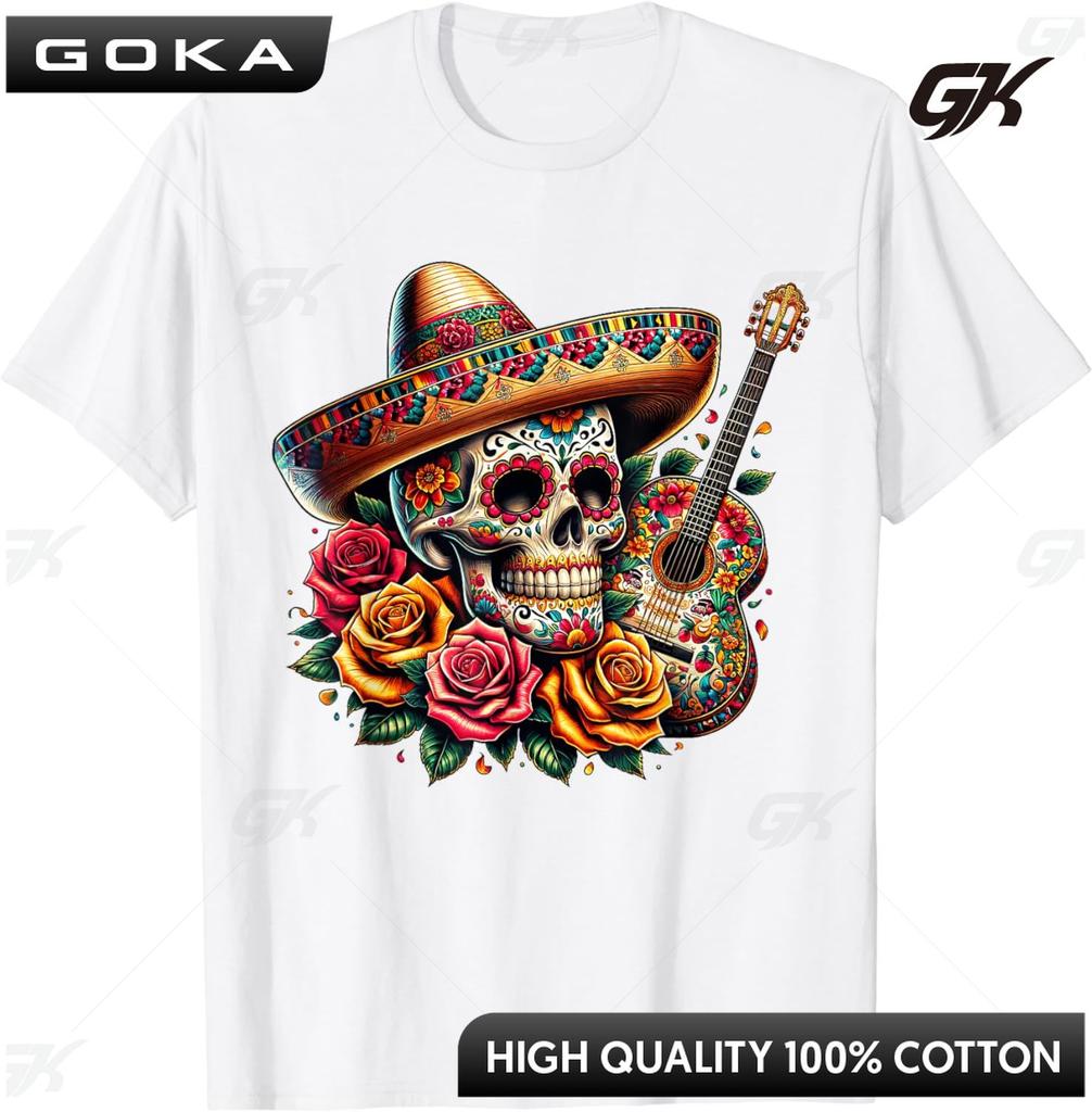 Cinco De Mayo Skull Sombrero Fiesta Mexican Skull Men Women TShirt Hip Hop Graphic T Shirts Tops Casuales